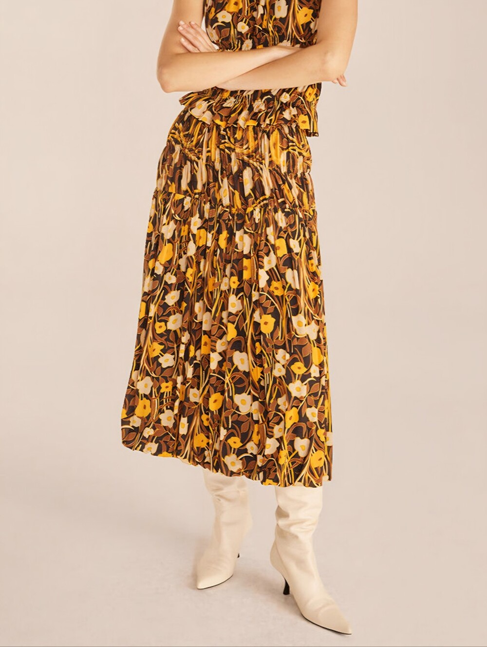 Rebecca Taylor NWT Daphne Fleur Mesh Floral Midi Skirt